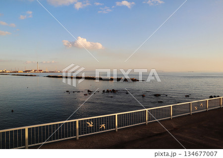 海辺の夕景 134677007