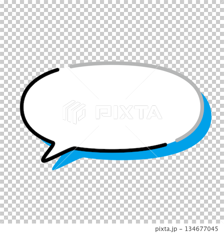 Simple speech bubble illustration, horizontal, oval 134677045