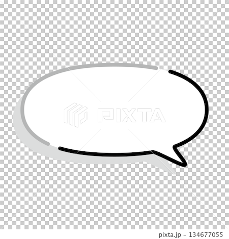 シンプルな吹き出しのイラスト 横長 楕円形 シンプルな吹き出しのイラスト 横長 楕円形 134677055