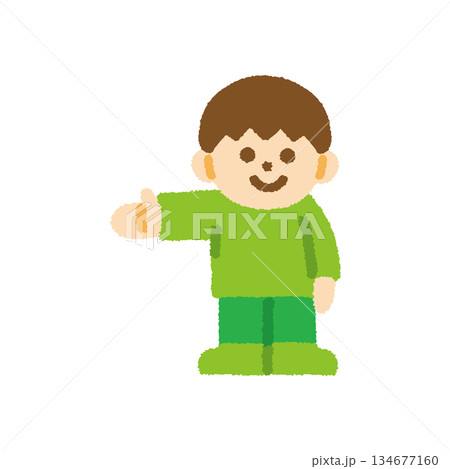 子ども 指示する 男の子 正面 手描き パステル 人物アイコン 子ども 指示する 男の子 正面 手描き パステル 人物アイコン 134677160