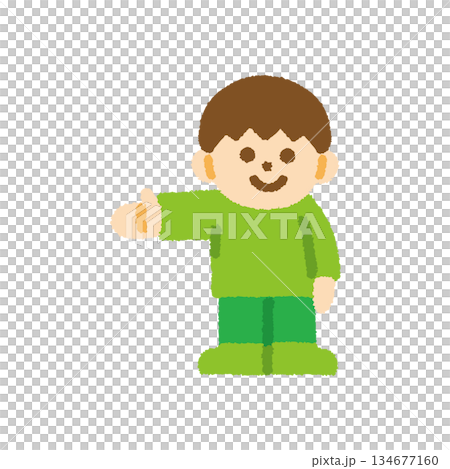 子ども 指示する 男の子 正面 手描き パステル 人物アイコン 子ども 指示する 男の子 正面 手描き パステル 人物アイコン 134677160