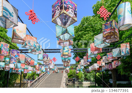 中国にある蘇州のとても美しい街並み風景 中国にある蘇州のとても美しい街並み風景 134677391