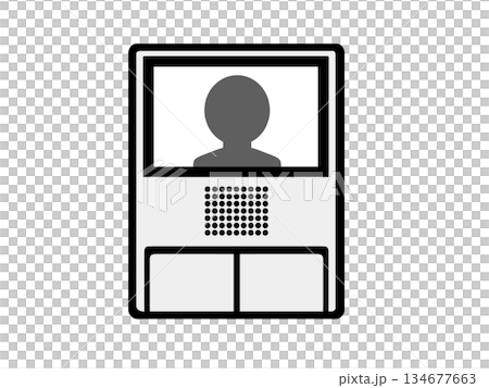 Illustration of an intercom with a person on it 134677663