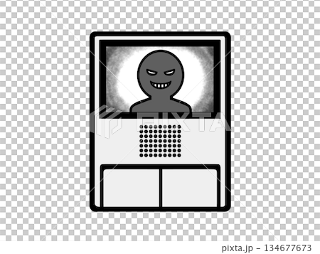 一張對講機的插圖，畫面中的人面容難看。 134677673