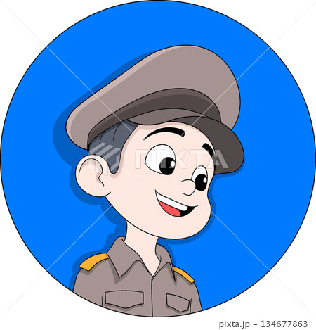 Friendly Police Officer Cartoon Logo Character Illustration 134677863