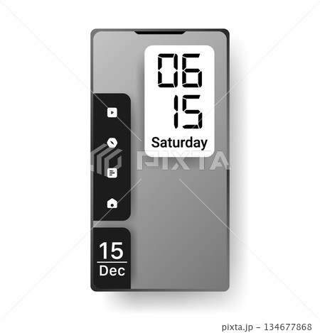 Minimal Smartphone Home Screen UI Clock App Design Minimal Smartphone Home Screen UI Clock App Design 134677868