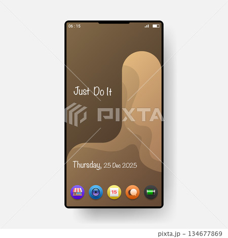 Modern Smartphone Home Screen UI With Motivational Quote Modern Smartphone Home Screen UI With Motivational Quote 134677869