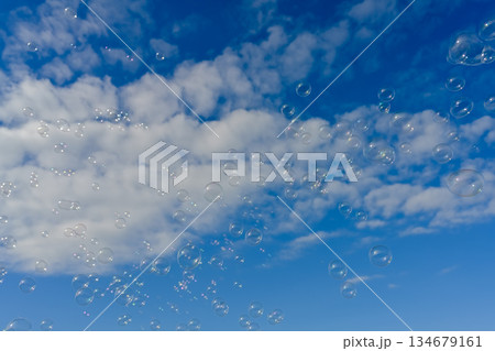 青空に浮かぶシャボン玉 青空に浮かぶシャボン玉 134679161