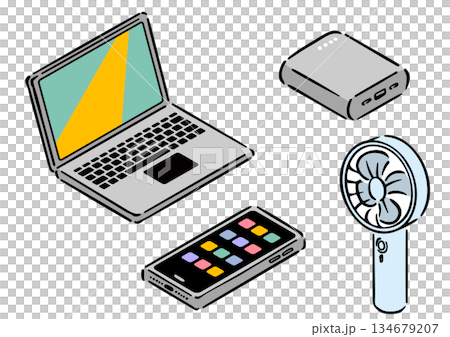 アイソメトリック図法のモバイル機器セット。手描きのアイソメ。 134679207