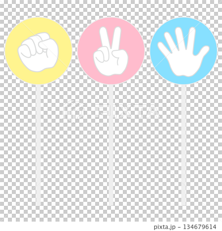 Rock-paper-scissors card illustration set Rock-paper-scissors card illustration set 134679614