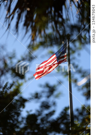風にはためく国旗 134679843