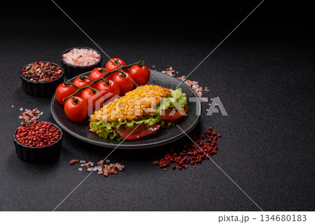 Mexican corn tortilla tacos with tuna, chicken, or beef. Corn tacos as a background 134680183