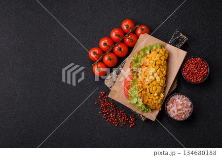 Mexican corn tortilla tacos with tuna, chicken, or beef. Corn tacos as a background Mexican corn tortilla tacos with tuna, chicken, or beef. Corn tacos as a background 134680188