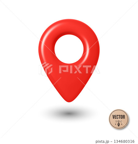 Vector 3d Realistic Red Map Pin Icon. Location Marker with Hole. Map Pin Symbol, Map Pin Badge for GPS, Navigation, Address, Place Pointer Vector 3d Realistic Red Map Pin Icon. Location Marker with Hole. Map Pin Symbol, Map Pin Badge for GPS, Navigation, Address, Place Pointer 134680316