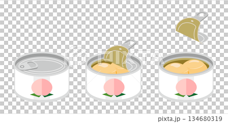 打開一罐白桃（迷你尺寸）的插圖 134680319