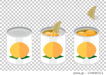 打開一罐黃桃的插圖 134680321