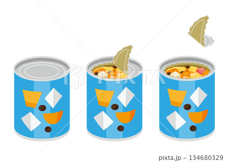 みつ豆の缶詰を開けるイラスト 134680329