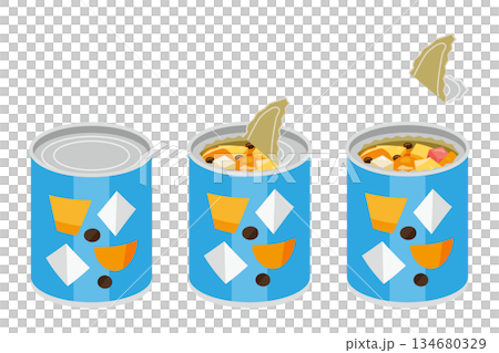 みつ豆の缶詰を開けるイラスト 134680329