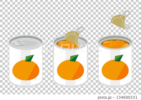 Illustration of opening a can of mandarin oranges without a can opener Illustration of opening a can of mandarin oranges without a can opener 134680331
