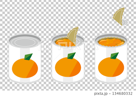 ミカンの缶詰を開けるイラスト 134680332