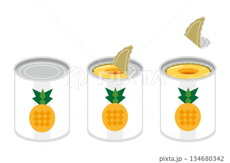 スライスパインの缶詰を開けるイラスト 134680342