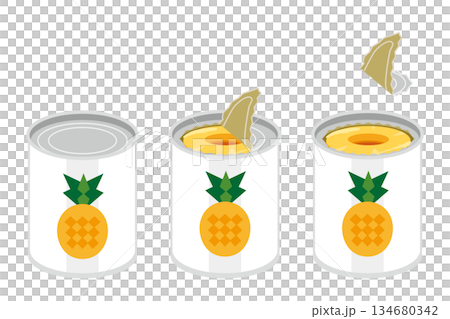 スライスパインの缶詰を開けるイラスト 134680342