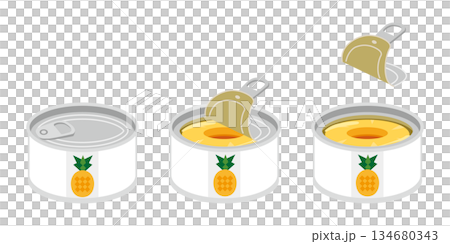Illustration of how to open a can of sliced pineapple without a can opener (mini size) Illustration of how to open a can of sliced pineapple without a can opener (mini size) 134680343