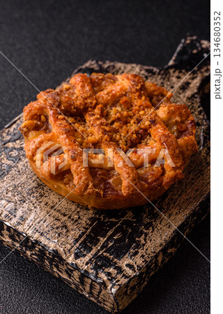 Apple or pumpkin pie or tart is a sweet American autumn treat. American apple pie 134680352