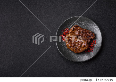 Food, grilled beef steak, roast meat for lunch. Grilled beef steak 134680949