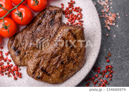 Food, grilled beef steak, roast meat for lunch. Grilled beef steak Food, grilled beef steak, roast meat for lunch. Grilled beef steak 134680974