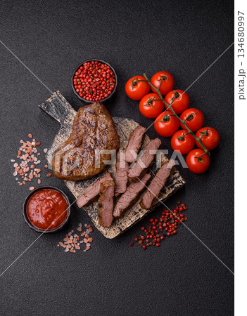 Food, grilled beef steak, roast meat for lunch. Grilled beef steak 134680997
