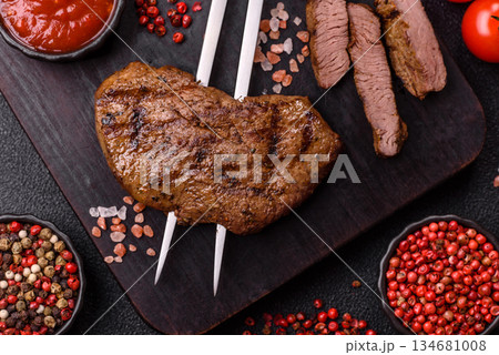 Food, grilled beef steak, roast meat for lunch. Grilled beef steak 134681008