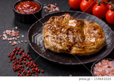 Food, grilled pork steak, roast meat for lunch. Grilled pork steak Food, grilled pork steak, roast meat for lunch. Grilled pork steak 134681020