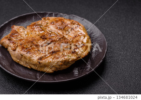 Food, grilled pork steak, roast meat for lunch. Grilled pork steak 134681024