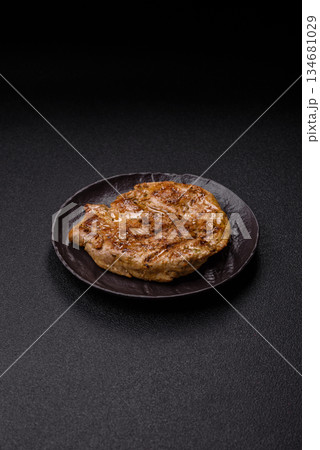 Food, grilled pork steak, roast meat for lunch. Grilled pork steak 134681029