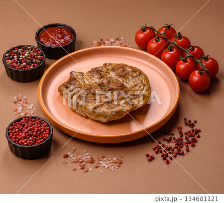 Food, grilled pork steak, roast meat for lunch. Grilled pork steak Food, grilled pork steak, roast meat for lunch. Grilled pork steak 134681121