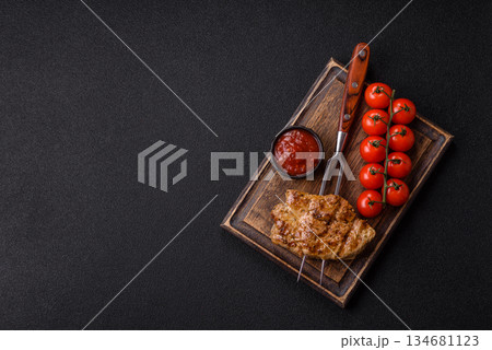 Food, grilled pork steak, roast meat for lunch. Grilled pork steak 134681123