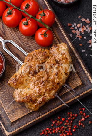 Food, grilled pork steak, roast meat for lunch. Grilled pork steak 134681131