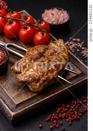 Food, grilled pork steak, roast meat for lunch. Grilled pork steak 134681132