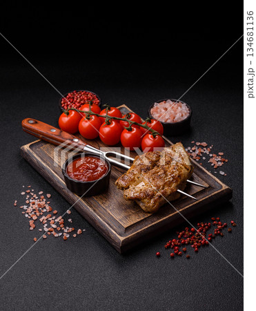 Food, grilled pork steak, roast meat for lunch. Grilled pork steak Food, grilled pork steak, roast meat for lunch. Grilled pork steak 134681136