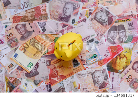 A piggy bank as a concept for storing, accumulating, and saving financial resources. A piggy bank 134681317
