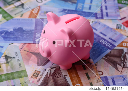Money, currency of Norway, Norwegian krone banknotes. Norway, Norwegian money Money, currency of Norway, Norwegian krone banknotes. Norway, Norwegian money 134681454