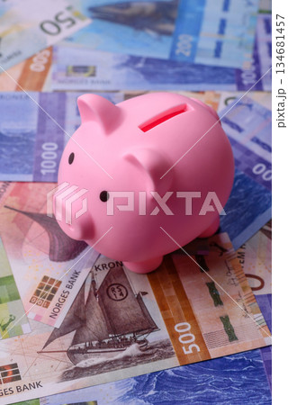 Money, currency of Norway, Norwegian krone banknotes. Norway, Norwegian money Money, currency of Norway, Norwegian krone banknotes. Norway, Norwegian money 134681457