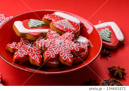 Gingerbread, Christmas cookies, or sweets for a festive family table. Christmas gingerbread Gingerbread, Christmas cookies, or sweets for a festive family table. Christmas gingerbread 134681872