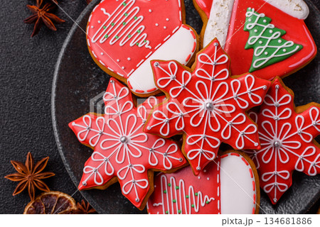 Gingerbread, Christmas cookies, or sweets for a festive family table. Christmas gingerbread 134681886