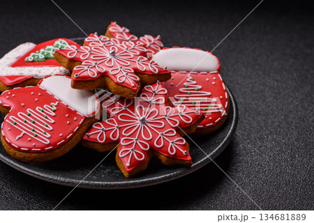 Gingerbread, Christmas cookies, or sweets for a festive family table. Christmas gingerbread Gingerbread, Christmas cookies, or sweets for a festive family table. Christmas gingerbread 134681889