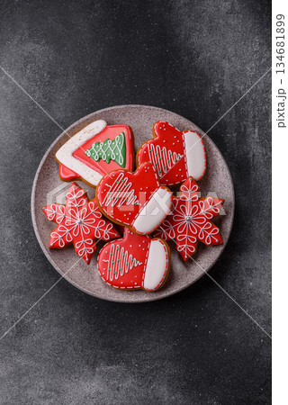 Gingerbread, Christmas cookies, or sweets for a festive family table. Christmas gingerbread Gingerbread, Christmas cookies, or sweets for a festive family table. Christmas gingerbread 134681899