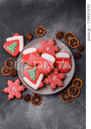 Gingerbread, Christmas cookies, or sweets for a festive family table. Christmas gingerbread Gingerbread, Christmas cookies, or sweets for a festive family table. Christmas gingerbread 134681910