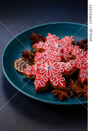 Gingerbread, Christmas cookies, or sweets for a festive family table. Christmas gingerbread 134681935
