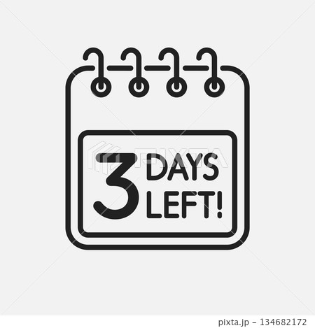 Countdown daily page calendar icon - 3 days left 134682172